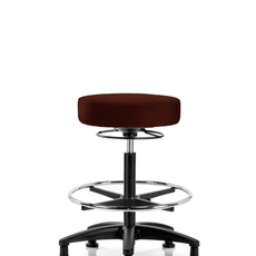 Vinyl Stool without Back - High Bench Height with Chrome Foot Ring & Stationary Glides in Colonial Blue Trailblazer Vinyl - VHBSO-RG-CF-RG-8546