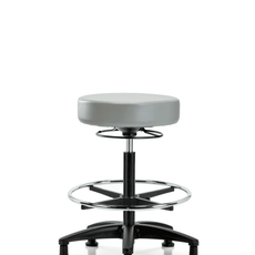 Vinyl Stool without Back - High Bench Height with Chrome Foot Ring & Stationary Glides in Dove Trailblazer Vinyl - VHBSO-RG-CF-RG-8567