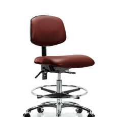 Vinyl Chair Chrome - Medium Bench Height with Chrome Foot Ring & Casters in Borscht Supernova Vinyl - VMBCH-CR-T0-A0-CF-CC-8815