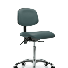Vinyl Chair Chrome - Medium Bench Height with Casters in Colonial Blue Trailblazer Vinyl - VMBCH-CR-T0-A0-NF-CC-8546