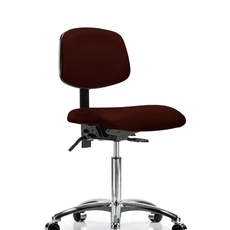 Vinyl Chair Chrome - Medium Bench Height with Casters in Burgundy Trailblazer Vinyl - VMBCH-CR-T0-A0-NF-CC-8569