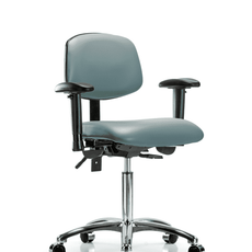Vinyl Chair Chrome - Medium Bench Height with Adjustable Arms & Casters in Storm Supernova Vinyl - VMBCH-CR-T0-A1-NF-CC-8822
