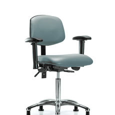 Vinyl Chair Chrome - Medium Bench Height with Adjustable Arms & Stationary Glides in Storm Supernova Vinyl - VMBCH-CR-T0-A1-NF-RG-8822