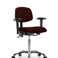 Vinyl Chair Chrome - Medium Bench Height with Seat Tilt & Casters in Burgundy Trailblazer Vinyl - VMBCH-CR-T1-A0-NF-CC-8569