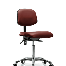 Vinyl Chair Chrome - Medium Bench Height with Seat Tilt & Casters in Borscht Supernova Vinyl - VMBCH-CR-T1-A0-NF-CC-8815