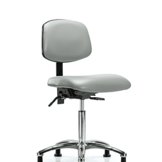 Vinyl Chair Chrome - Medium Bench Height with Seat Tilt & Stationary Glides in Dove Trailblazer Vinyl - VMBCH-CR-T1-A0-NF-RG-8567