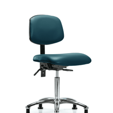 Vinyl Chair Chrome - Medium Bench Height with Seat Tilt & Stationary Glides in Marine Blue Supernova Vinyl - VMBCH-CR-T1-A0-NF-RG-8801