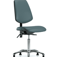 Vinyl Chair Chrome - Medium Bench Height with Medium Back & Stationary Glides in Colonial Blue Trailblazer Vinyl - VMBCH-MB-CR-T0-A0-NF-RG-8546