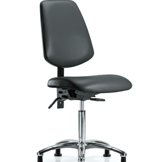Vinyl Chair Chrome - Medium Bench Height with Medium Back & Stationary Glides in Carbon Supernova Vinyl - VMBCH-MB-CR-T0-A0-NF-RG-8823