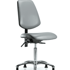 Vinyl Chair Chrome - Medium Bench Height with Medium Back & Stationary Glides in Sterling Supernova Vinyl - VMBCH-MB-CR-T0-A0-NF-RG-8840