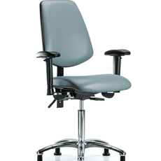 Vinyl Chair Chrome - Medium Bench Height with Medium Back, Adjustable Arms, & Stationary Glides in Storm Supernova Vinyl - VMBCH-MB-CR-T0-A1-NF-RG-8822