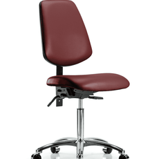 Vinyl Chair Chrome - Medium Bench Height with Medium Back, Seat Tilt, & Casters in Borscht Supernova Vinyl - VMBCH-MB-CR-T1-A0-NF-CC-8815