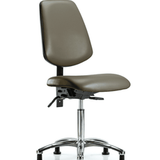 Vinyl Chair Chrome - Medium Bench Height with Medium Back, Seat Tilt, & Stationary Glides in Taupe Supernova Vinyl - VMBCH-MB-CR-T1-A0-NF-RG-8809