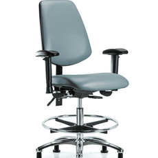 Vinyl Chair Chrome - Medium Bench Height with Medium Back, Seat Tilt, Adjustable Arms, Chrome Foot Ring, & Stationary Glides in Storm Supernova Vinyl - VMBCH-MB-CR-T1-A1-CF-RG-8822