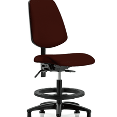 Vinyl Chair - Medium Bench Height with Medium Back, Black Foot Ring, & Stationary Glides in Burgundy Trailblazer Vinyl - VMBCH-MB-RG-T0-A0-BF-RG-8569
