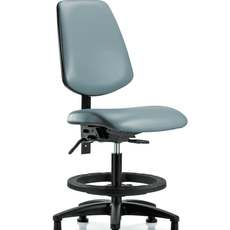 Vinyl Chair - Medium Bench Height with Medium Back, Black Foot Ring, & Stationary Glides in Storm Supernova Vinyl - VMBCH-MB-RG-T0-A0-BF-RG-8822