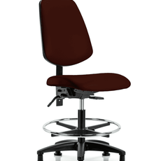 Vinyl Chair - Medium Bench Height with Medium Back, Chrome Foot Ring, & Stationary Glides in Burgundy Trailblazer Vinyl - VMBCH-MB-RG-T0-A0-CF-RG-8569