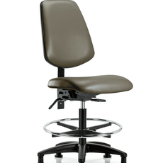 Vinyl Chair - Medium Bench Height with Medium Back, Chrome Foot Ring, & Stationary Glides in Taupe Supernova Vinyl - VMBCH-MB-RG-T0-A0-CF-RG-8809