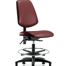 Vinyl Chair - Medium Bench Height with Medium Back, Chrome Foot Ring, & Stationary Glides in Borscht Supernova Vinyl - VMBCH-MB-RG-T0-A0-CF-RG-8815