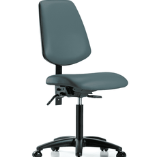 Vinyl Chair - Medium Bench Height with Medium Back & Casters in Colonial Blue Trailblazer Vinyl - VMBCH-MB-RG-T0-A0-NF-RC-8546