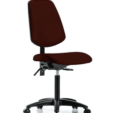 Vinyl Chair - Medium Bench Height with Medium Back & Casters in Burgundy Trailblazer Vinyl - VMBCH-MB-RG-T0-A0-NF-RC-8569