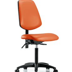 Vinyl Chair - Medium Bench Height with Medium Back & Casters in Orange Kist Trailblazer Vinyl - VMBCH-MB-RG-T0-A0-NF-RC-8613