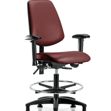 Vinyl Chair - Medium Bench Height with Medium Back, Adjustable Arms, Chrome Foot Ring, & Stationary Glides in Borscht Supernova Vinyl - VMBCH-MB-RG-T0-A1-CF-RG-8815