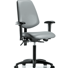 Vinyl Chair - Medium Bench Height with Medium Back, Adjustable Arms, & Casters in Sterling Supernova Vinyl - VMBCH-MB-RG-T0-A1-NF-RC-8840