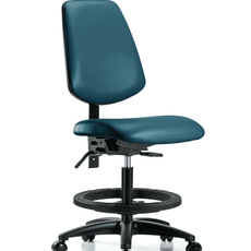 Vinyl Chair - Medium Bench Height with Medium Back, Seat Tilt, Black Foot Ring, & Casters in Marine Blue Supernova Vinyl - VMBCH-MB-RG-T1-A0-BF-RC-8801