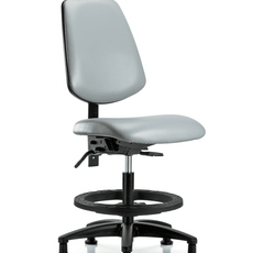 Vinyl Chair - Medium Bench Height with Medium Back, Seat Tilt, Black Foot Ring, & Stationary Glides in Dove Trailblazer Vinyl - VMBCH-MB-RG-T1-A0-BF-RG-8567