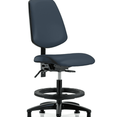 Vinyl Chair - Medium Bench Height with Medium Back, Seat Tilt, Black Foot Ring, & Stationary Glides in Imperial Blue Trailblazer Vinyl - VMBCH-MB-RG-T1-A0-BF-RG-8582
