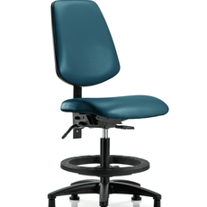 Vinyl Chair - Medium Bench Height with Medium Back, Seat Tilt, Black Foot Ring, & Stationary Glides in Marine Blue Supernova Vinyl - VMBCH-MB-RG-T1-A0-BF-RG-8801