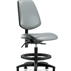 Vinyl Chair - Medium Bench Height with Medium Back, Seat Tilt, Black Foot Ring, & Stationary Glides in Sterling Supernova Vinyl - VMBCH-MB-RG-T1-A0-BF-RG-8840