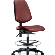 Vinyl Chair - Medium Bench Height with Medium Back, Seat Tilt, Chrome Foot Ring, & Casters in Borscht Supernova Vinyl - VMBCH-MB-RG-T1-A0-CF-RC-8815