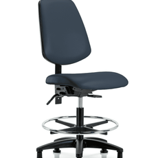 Vinyl Chair - Medium Bench Height with Medium Back, Seat Tilt, Chrome Foot Ring, & Stationary Glides in Imperial Blue Trailblazer Vinyl - VMBCH-MB-RG-T1-A0-CF-RG-8582