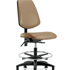 Vinyl Chair - Medium Bench Height with Medium Back, Seat Tilt, Chrome Foot Ring, & Stationary Glides in Taupe Trailblazer Vinyl - VMBCH-MB-RG-T1-A0-CF-RG-8584