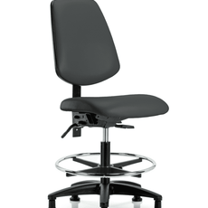 Vinyl Chair - Medium Bench Height with Medium Back, Seat Tilt, Chrome Foot Ring, & Stationary Glides in Charcoal Trailblazer Vinyl - VMBCH-MB-RG-T1-A0-CF-RG-8605