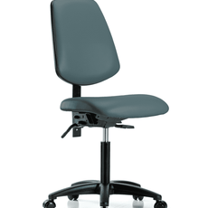 Vinyl Chair - Medium Bench Height with Medium Back, Seat Tilt, & Casters in Colonial Blue Trailblazer Vinyl - VMBCH-MB-RG-T1-A0-NF-RC-8546
