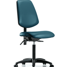 Vinyl Chair - Medium Bench Height with Medium Back, Seat Tilt, & Casters in Marine Blue Supernova Vinyl - VMBCH-MB-RG-T1-A0-NF-RC-8801