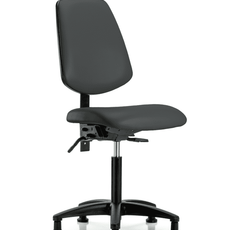 Vinyl Chair - Medium Bench Height with Medium Back, Seat Tilt, & Stationary Glides in Charcoal Trailblazer Vinyl - VMBCH-MB-RG-T1-A0-NF-RG-8605