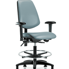Vinyl Chair - Medium Bench Height with Medium Back, Seat Tilt, Adjustable Arms, Chrome Foot Ring, & Stationary Glides in Storm Supernova Vinyl - VMBCH-MB-RG-T1-A1-CF-RG-8822
