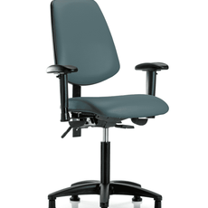 Vinyl Chair - Medium Bench Height with Medium Back, Seat Tilt, Adjustable Arms, & Stationary Glides in Colonial Blue Trailblazer Vinyl - VMBCH-MB-RG-T1-A1-NF-RG-8546