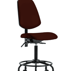 Vinyl Chair - Medium Bench Height with Round Tube Base, Medium Back, & Casters in Burgundy Trailblazer Vinyl - VMBCH-MB-RT-T0-A0-RC-8569