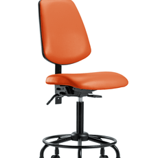 Vinyl Chair - Medium Bench Height with Round Tube Base, Medium Back, & Casters in Orange Kist Trailblazer Vinyl - VMBCH-MB-RT-T0-A0-RC-8613