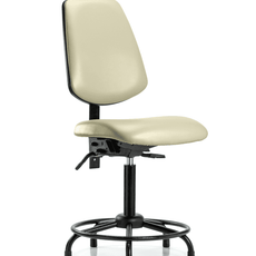 Vinyl Chair - Medium Bench Height with Round Tube Base, Medium Back, & Stationary Glides in Adobe White Trailblazer Vinyl - VMBCH-MB-RT-T0-A0-RG-8501