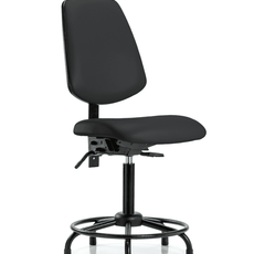 Vinyl Chair - Medium Bench Height with Round Tube Base, Medium Back, & Stationary Glides in Black Trailblazer Vinyl - VMBCH-MB-RT-T0-A0-RG-8540