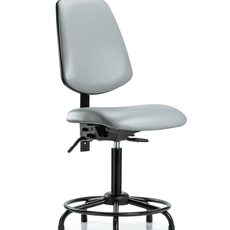 Vinyl Chair - Medium Bench Height with Round Tube Base, Medium Back, & Stationary Glides in Dove Trailblazer Vinyl - VMBCH-MB-RT-T0-A0-RG-8567