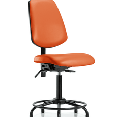 Vinyl Chair - Medium Bench Height with Round Tube Base, Medium Back, & Stationary Glides in Orange Kist Trailblazer Vinyl - VMBCH-MB-RT-T0-A0-RG-8613