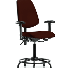 Vinyl Chair - Medium Bench Height with Round Tube Base, Medium Back, Adjustable Arms, & Stationary Glides in Burgundy Trailblazer Vinyl - VMBCH-MB-RT-T0-A1-RG-8569