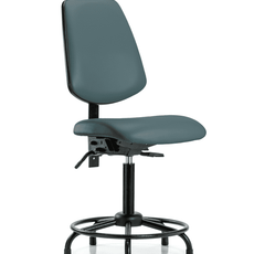 Vinyl Chair - Medium Bench Height with Round Tube Base, Medium Back, Seat Tilt, & Stationary Glides in Colonial Blue Trailblazer Vinyl - VMBCH-MB-RT-T1-A0-RG-8546